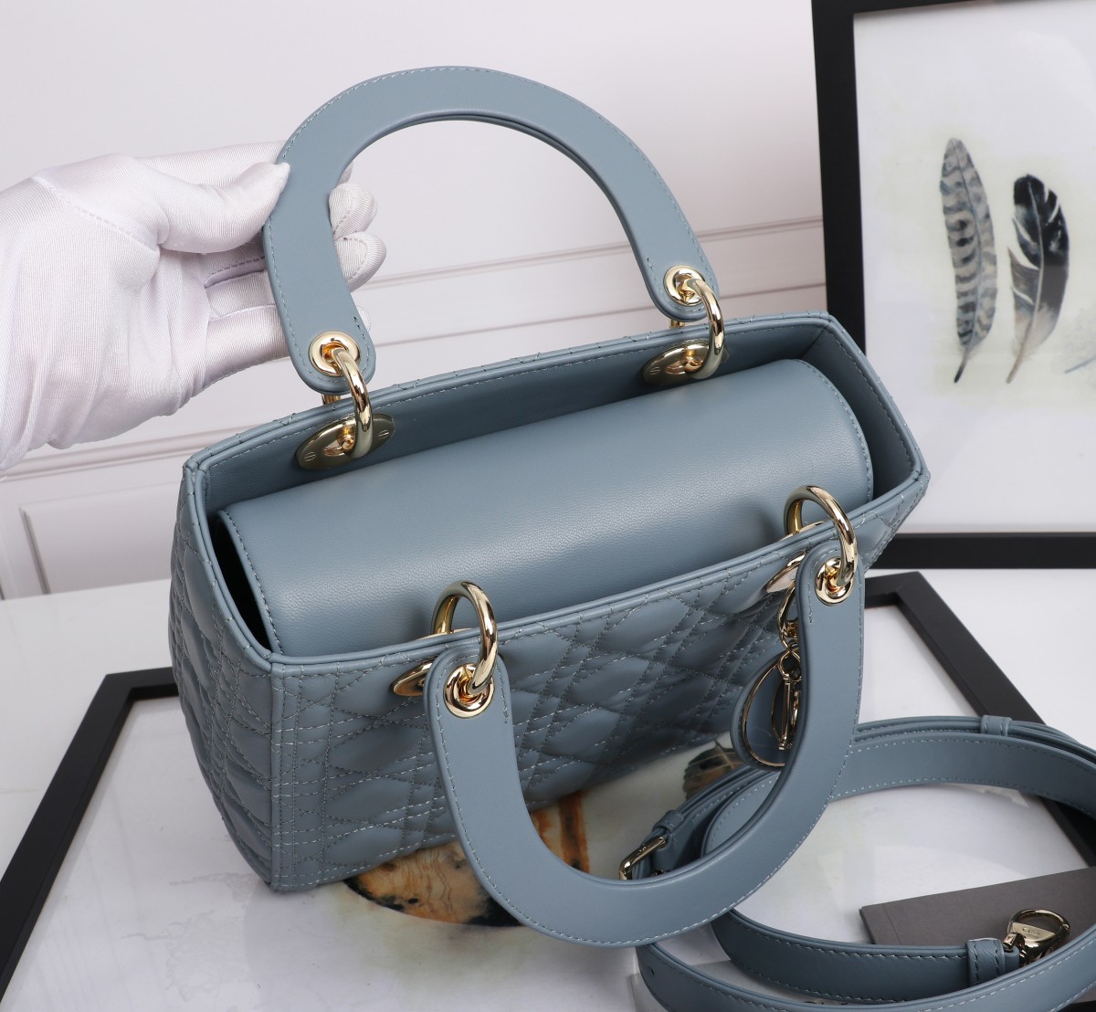 Medium Lady Dior Bag Sky Blue Cannage Lambskin